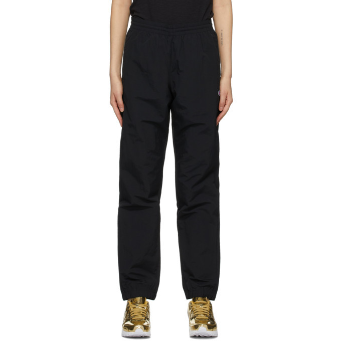 Champion Reverse Weave Black Nylon Elastic Cuff Track Pants