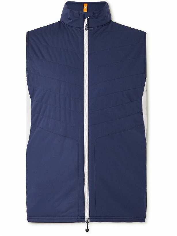 Photo: Peter Millar - Fuse Elite Quilted Colour-Block Shell and Stretch-Jersey Golf Gilet - Blue