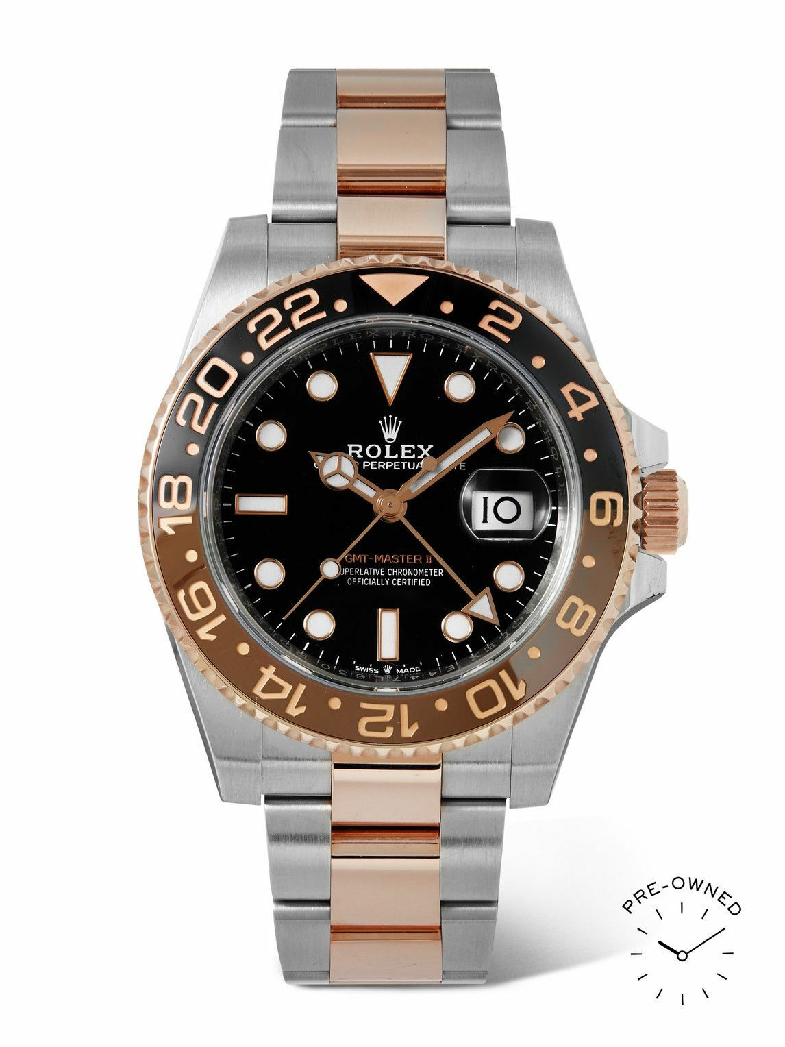 Photo: ROLEX - Pre-Owned 2020 GMT Master II Automatic 40mm Oystersteel and 18-Karat Rose Gold Watch, Ref. No. 185179