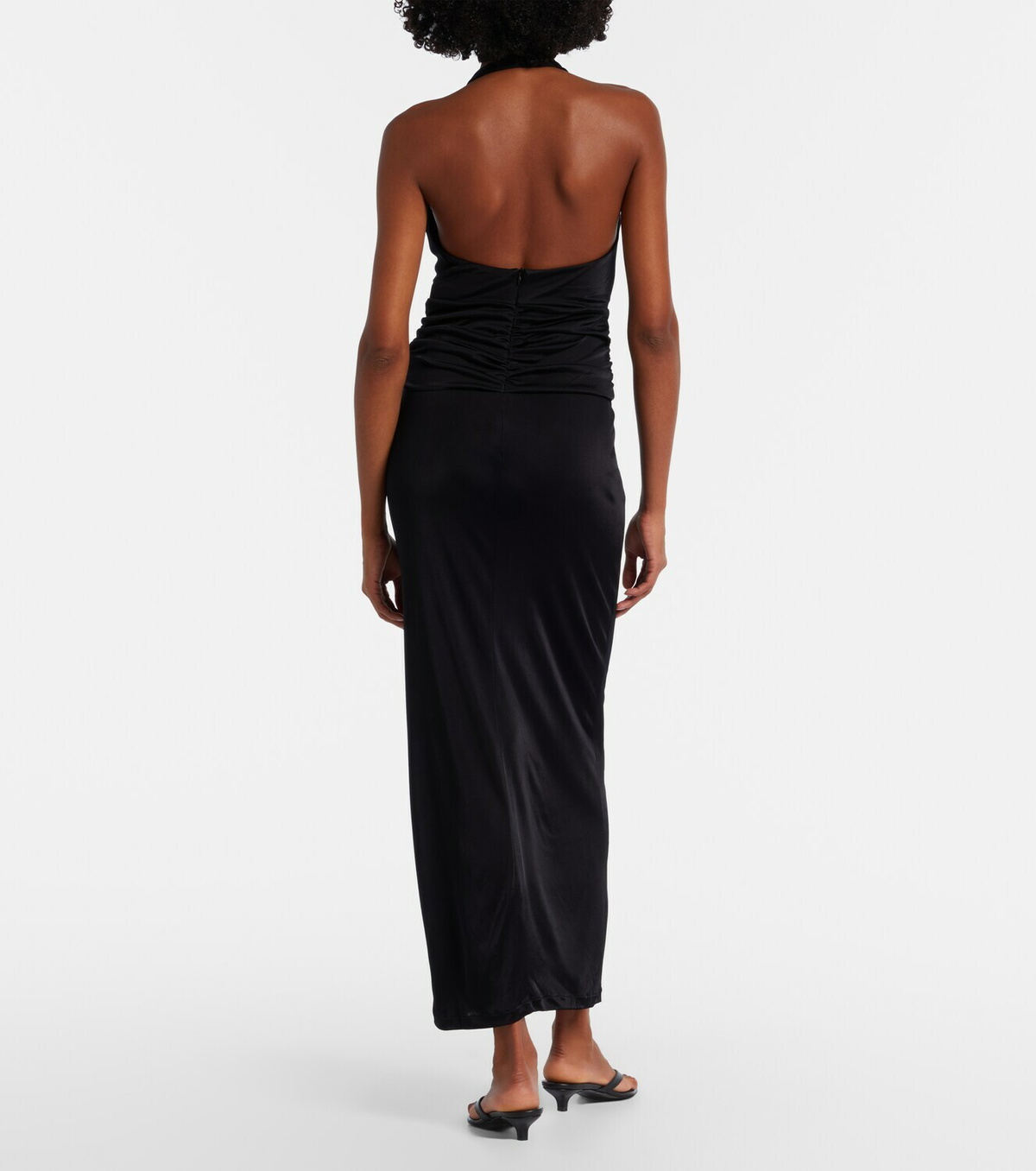 Adriana Degreas Floral-appliqué halterneck maxi dress