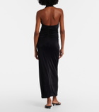Adriana Degreas Floral-appliqué halterneck maxi dress