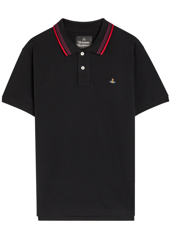 Photo: Vivienne Westwood Logo-embroidered Piqué Cotton Polo Shirt Black