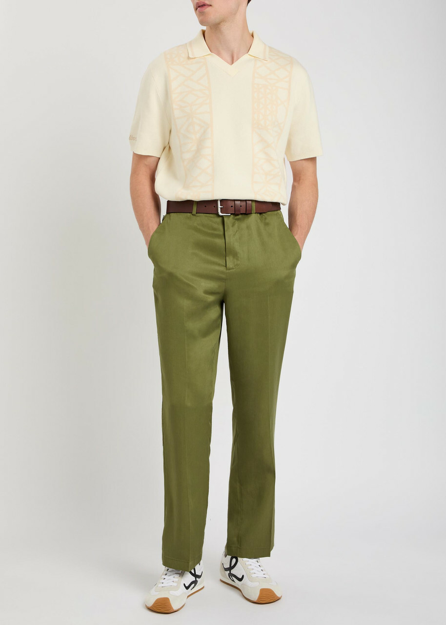 Malbon Habana Patterned Cotton-blend Polo Shirt Cream