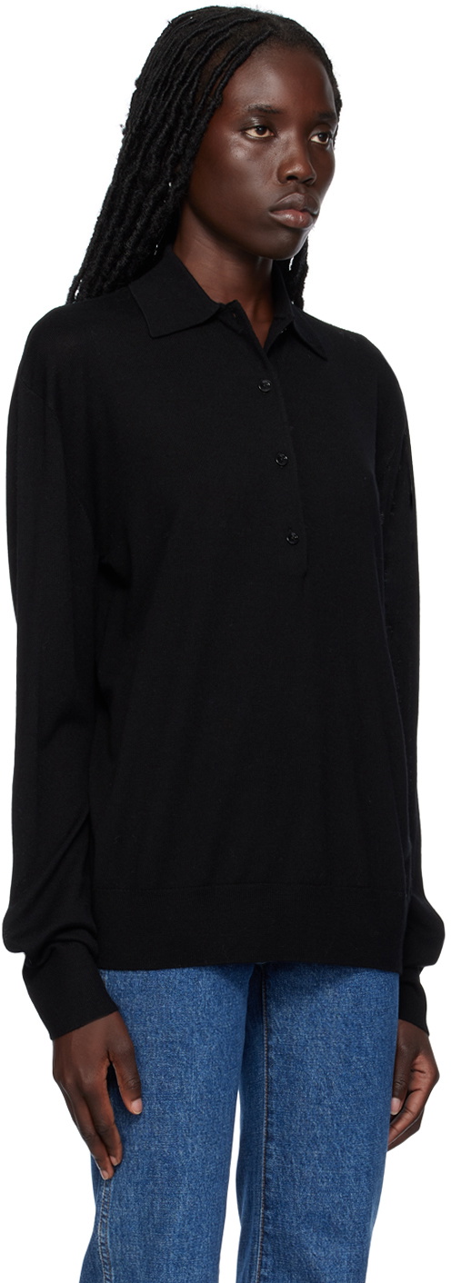 TOTEME Black Spread Collar Polo