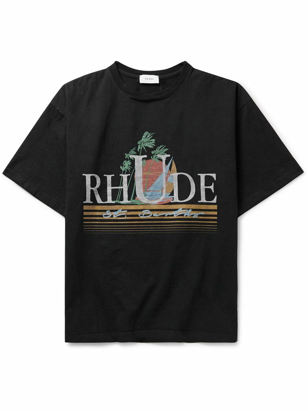 Photo: Rhude - Logo-Print Cotton-Jersey T-Shirt - Black