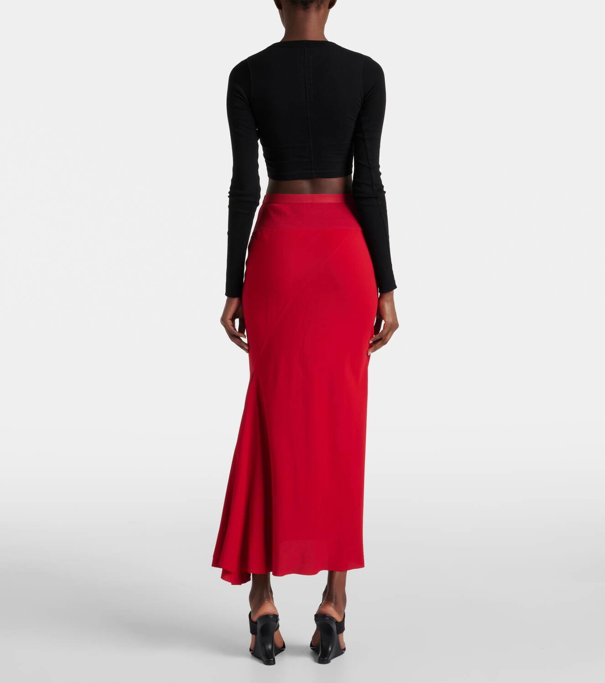 【Rick Owens】 High-riseミディスカート Rick Owens High-rise midi skirt Rick Owens