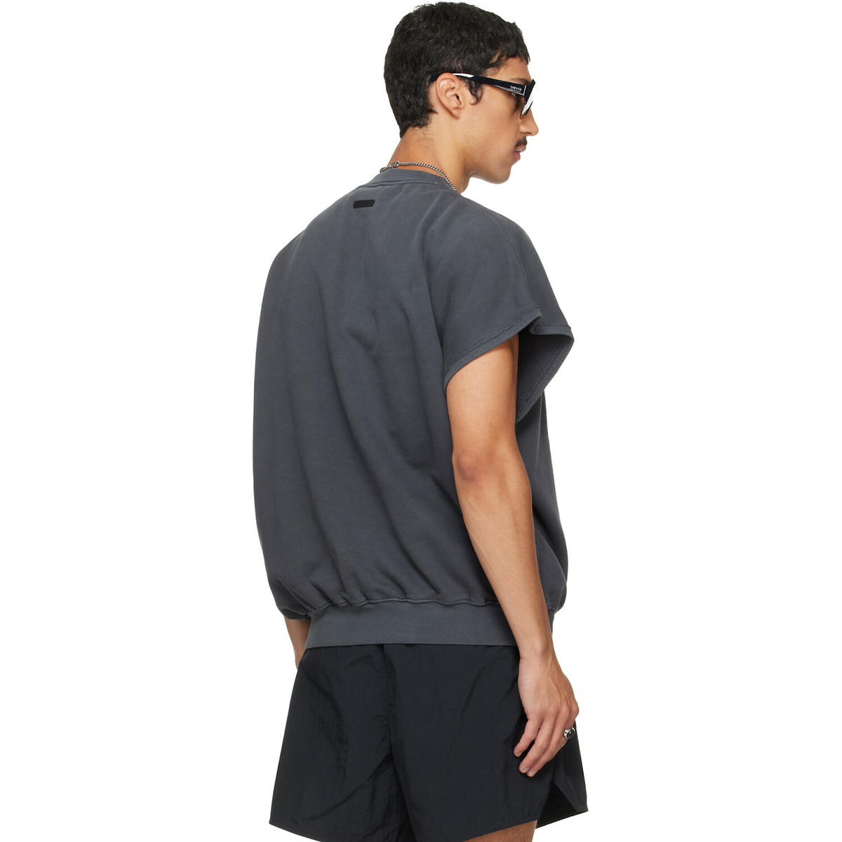 Fear of God ESSENTIALS Gray Relaxed Fleece Cutoff Sweatshirt