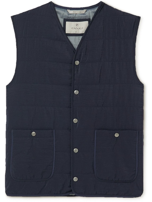 Photo: Canali - Quilted Padded Ripstop Gilet - Blue