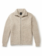 Howlin' - Loose Ends Ribbed Donegal Wool Zip-Up Cardigan - Neutrals