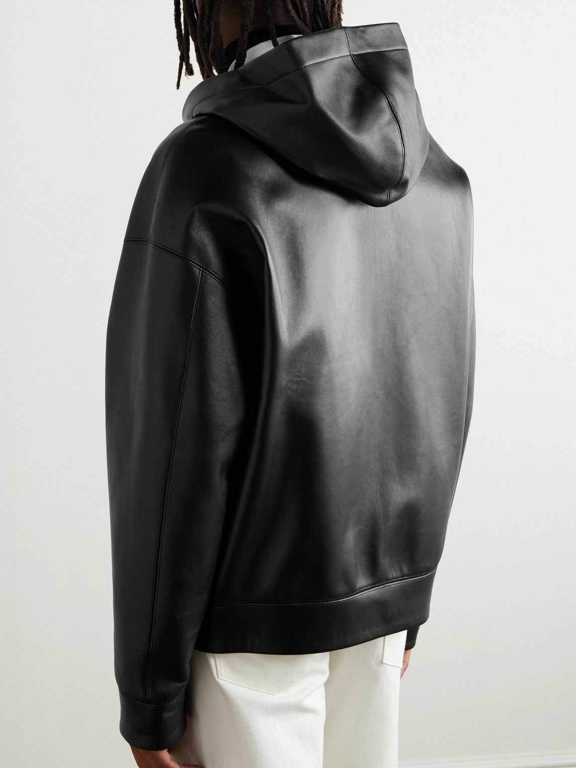 Valentino Garavani - Leather Hooded Jacket - Black Valentino Garavani