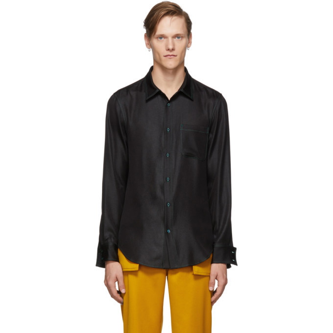 Photo: Sies Marjan Black Satin Sander Hammered Shirt