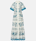 Erdem Floral cotton and linen tiered shirt dress