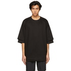 Juun.J Black Jersey and Poplin Layered T-Shirt