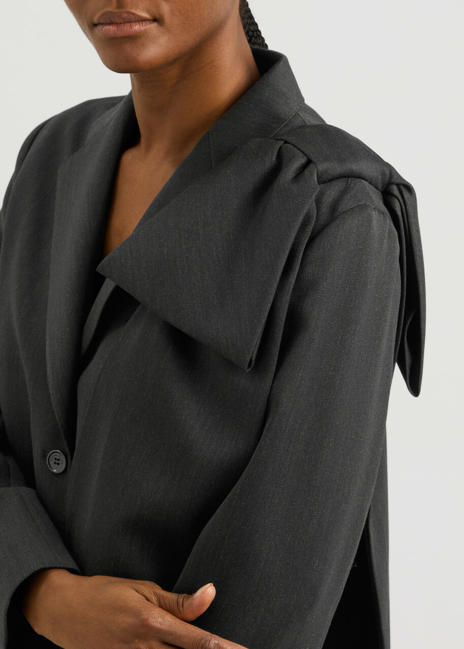 Simone Rocha Bow-embellished Wool-blend Blazer Charcoal Simone Rocha