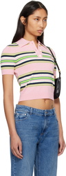 Casablanca Pink Striped Fitted Polo