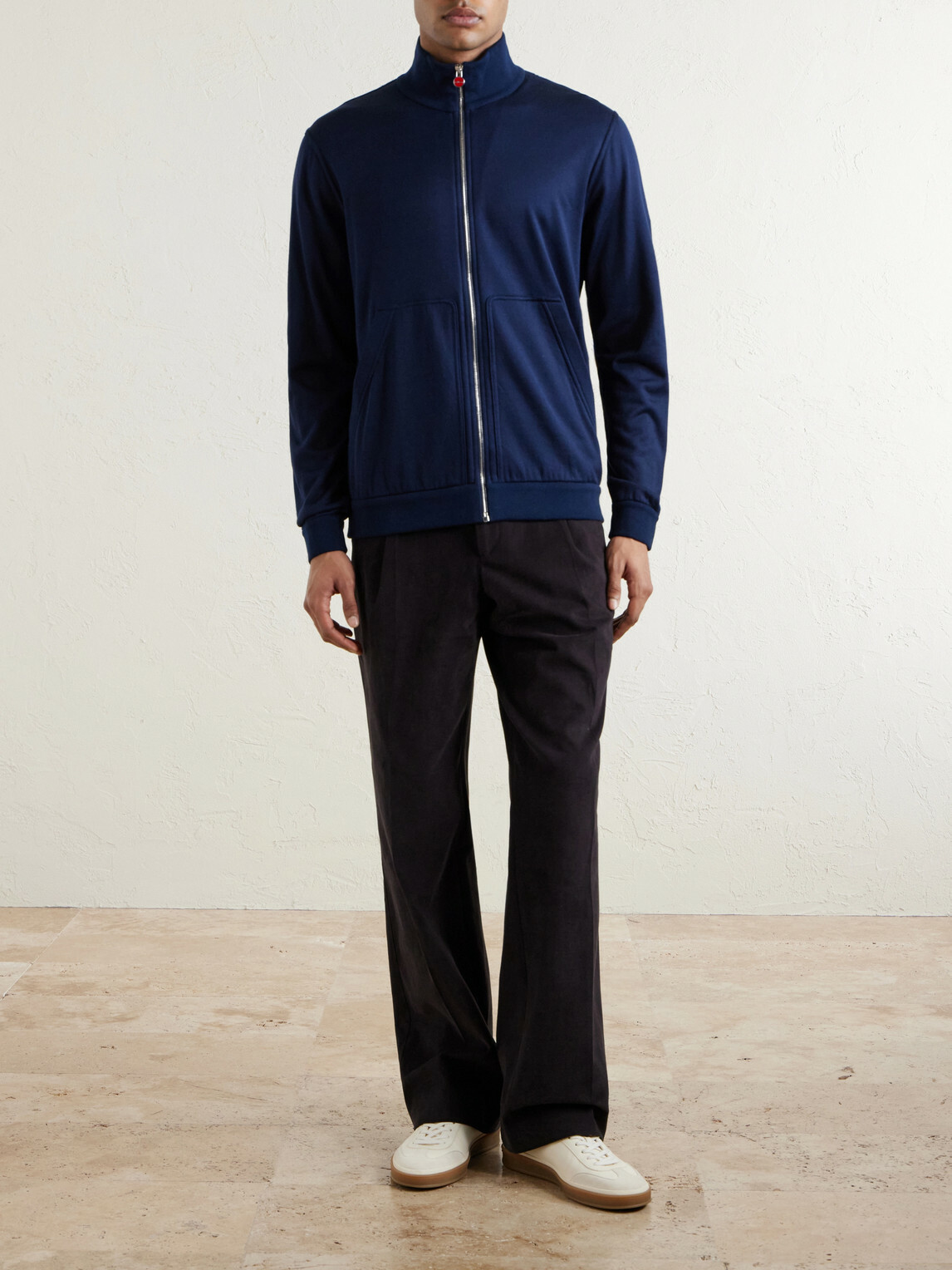 Kiton - Cotton and Silk-Blend Zip-Up Sweater - Blue