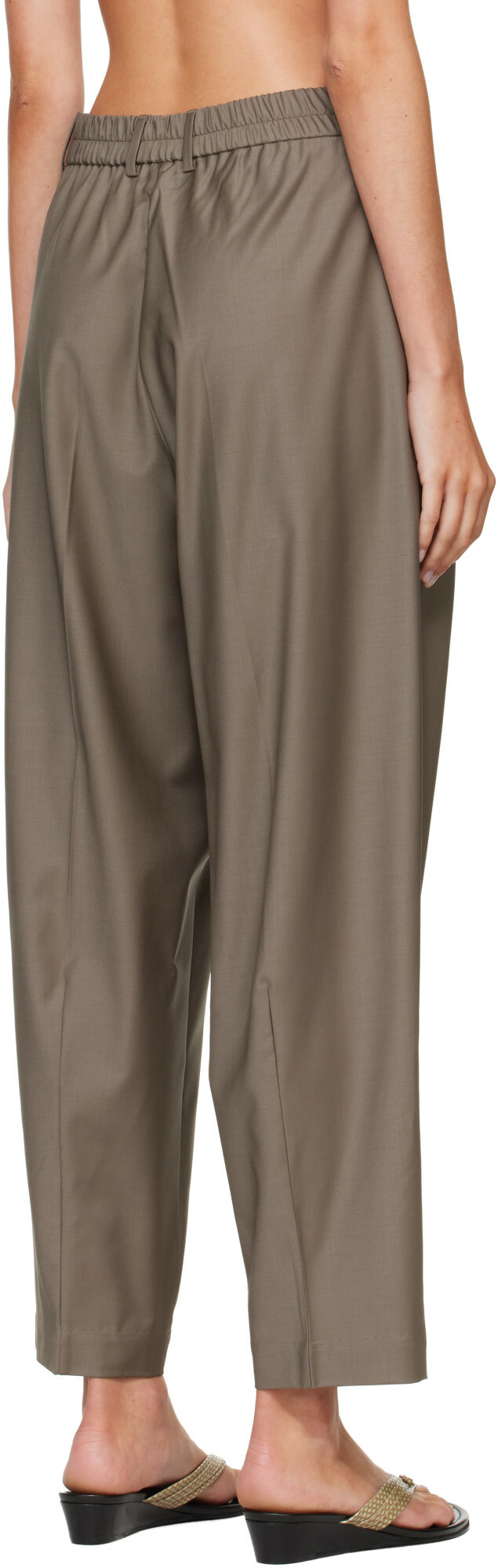 Cordera Beige Virgin Wool Masculine Barrel Trousers
