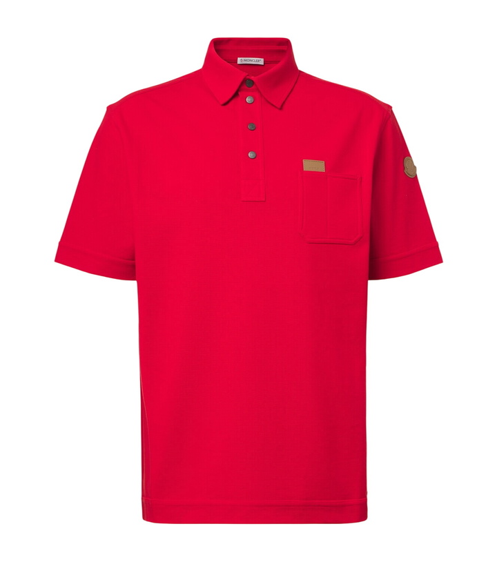 Photo: Moncler Leather-trimmed cotton piqué polo shirt
