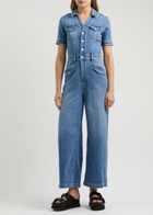 Paige Harper Ankle Stretch-denim Jumpsuit Blue