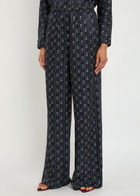 Tory Burch Patterned-jacquard Satin Trousers Navy