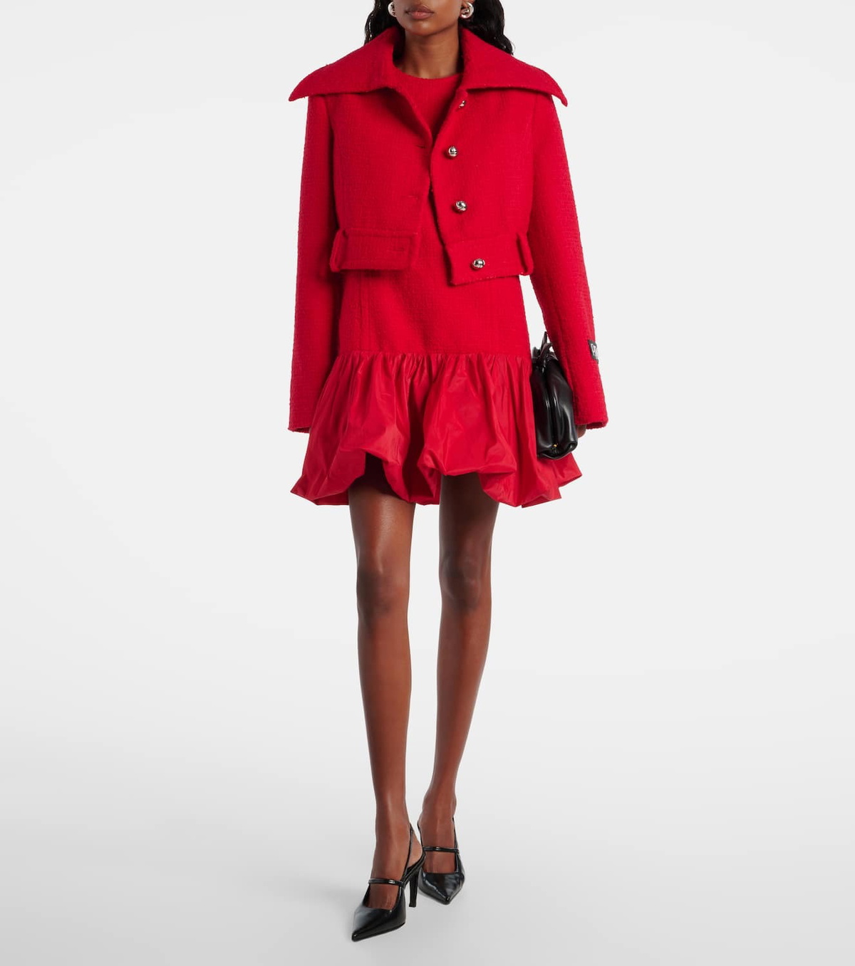 Patou Cropped wool-blend tweed jacket