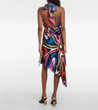 Pucci Marmo cropped halterneck silk top