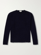 SECOND / LAYER - Distressed Waffle-Knit Wool and Cashmere-Blend Sweater - Blue