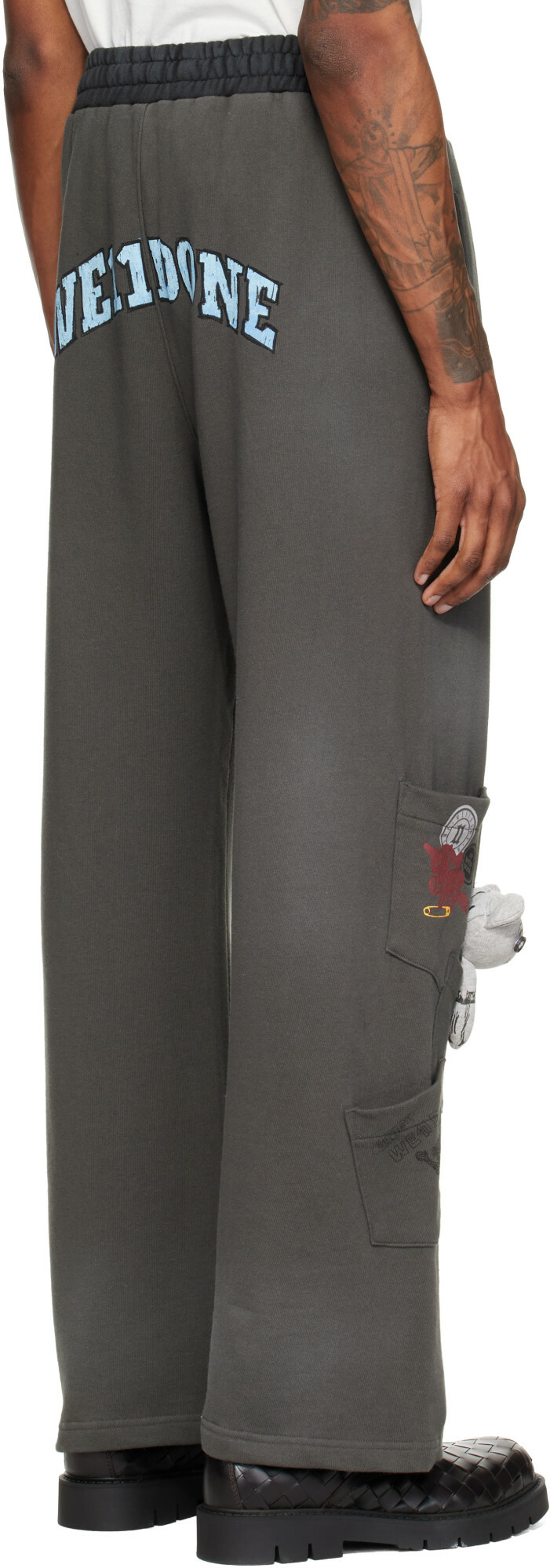 We11done Gray Washed Doodle Teddy Sweatpants