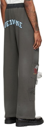 We11done Gray Washed Doodle Teddy Sweatpants