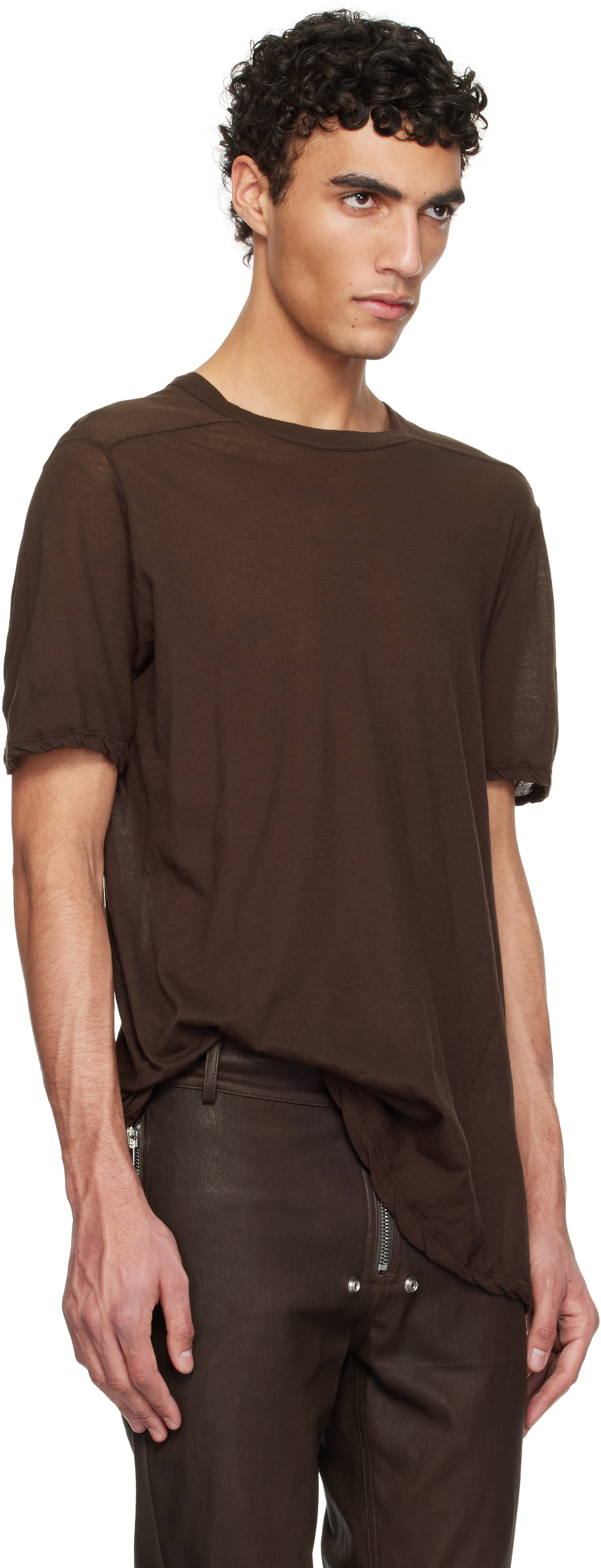 Rick Owens Brown Hollywood Level T-shirt Rick Owens