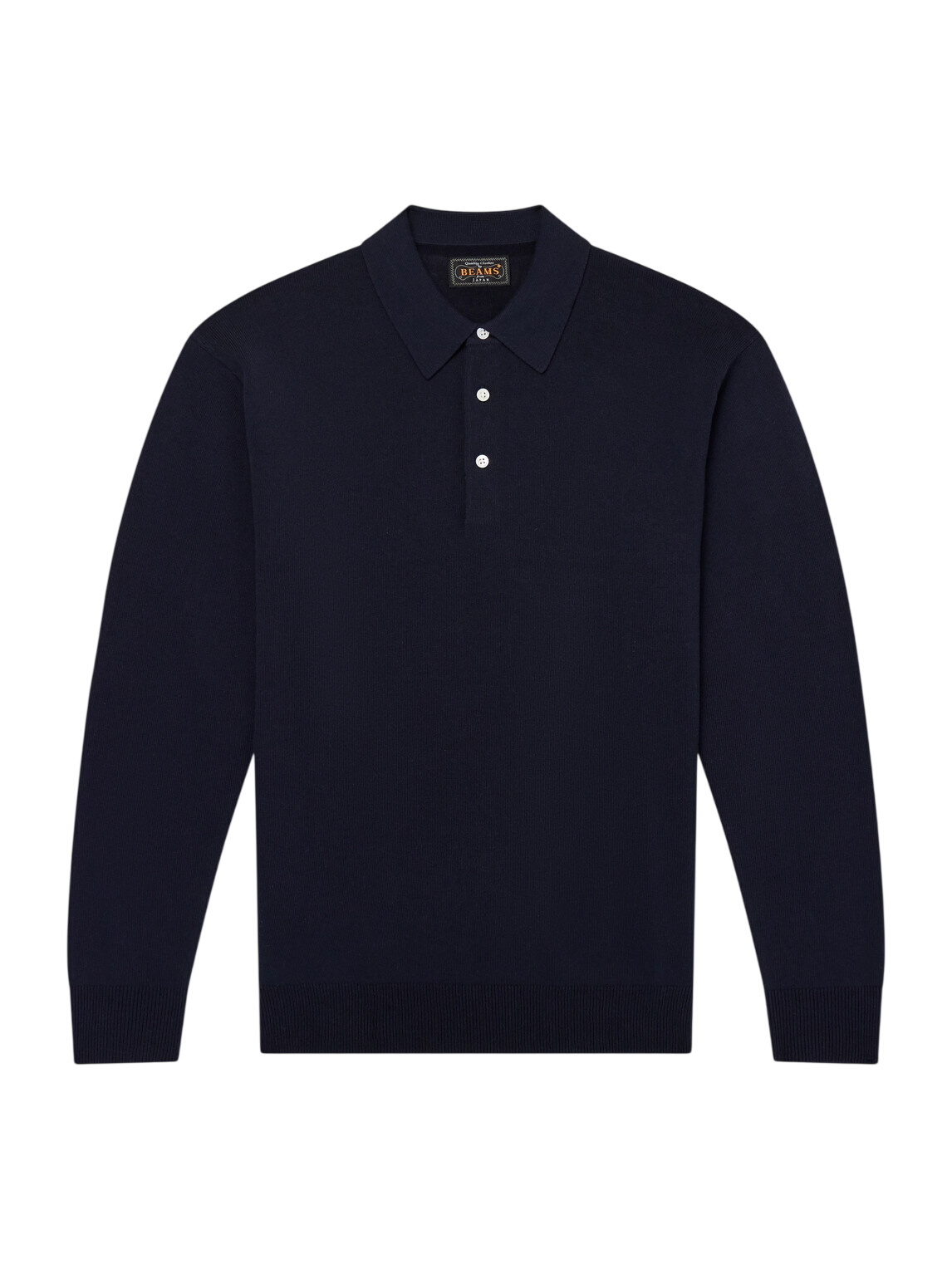 Beams Plus Men's Zip Stripe Polo Shirt Knit in Black Beams Plus