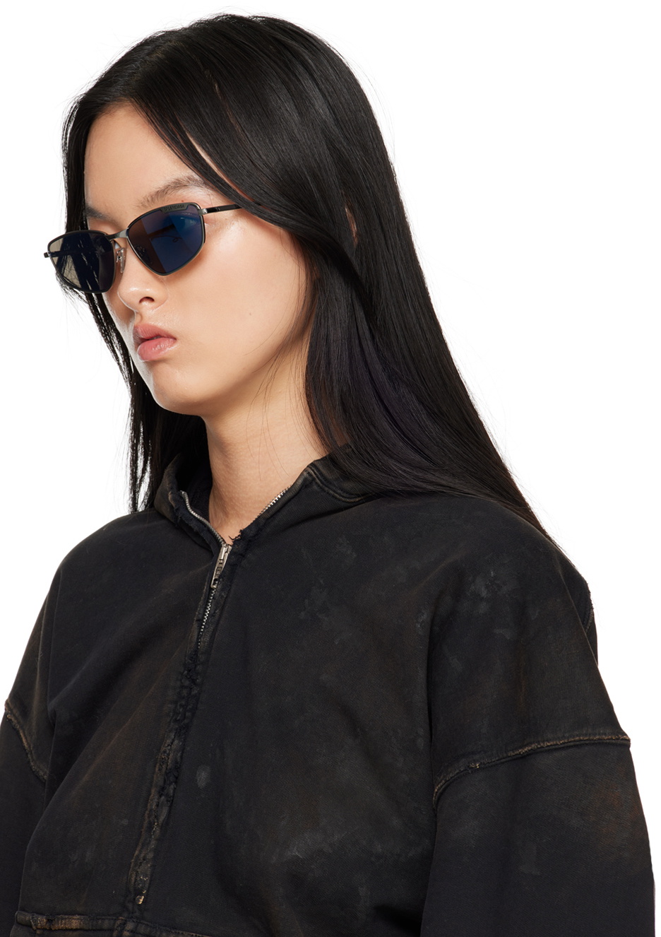 Balenciaga Silver Cat-Eye Sunglasses Balenciaga