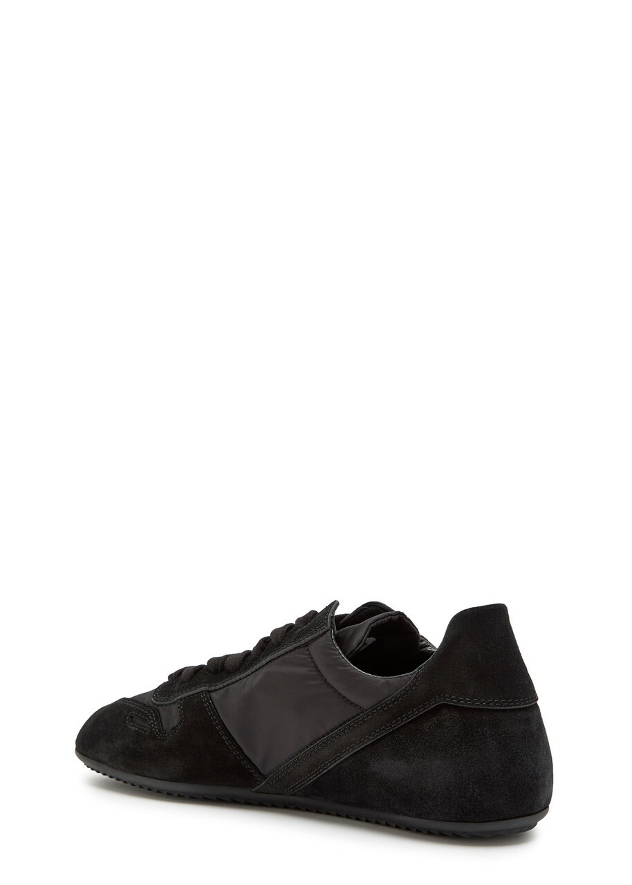 Rick Owens Minimal Panelled Suede and Nylon Sneakers Black