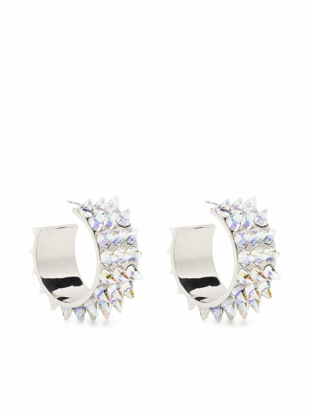 ピアス AMINA MUADDI Earring (KARMAHOOPBIG SPIKESILVER) Amina Muaddi Karma Spiked Hoop Earrings In Silver | ModeSens