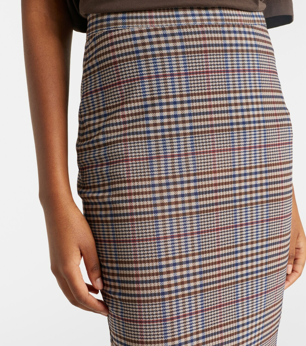 The Frankie Shop Aurora plaid sheer mesh midi skirt