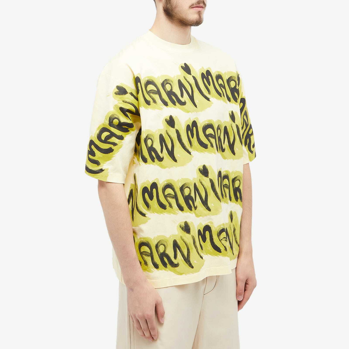 Marni Men's Big Logo Stripe T-Shirt in Pineapple