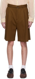 CMMN SWDN SSENSE Exclusive Brown Marshall Pleated Shorts