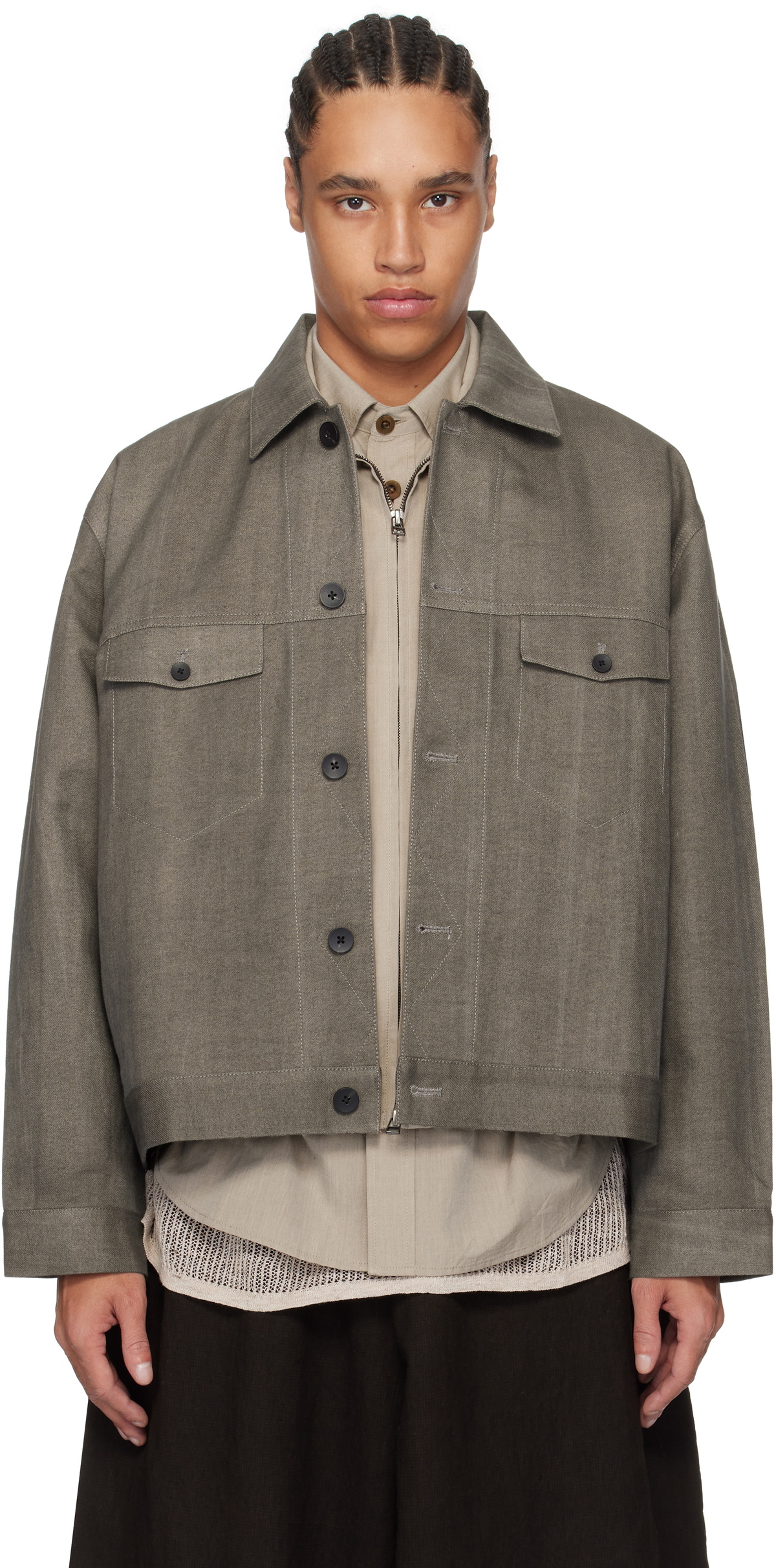 Aviva Jifei Xue Gray Trucker Jacket