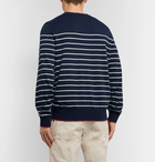 Brunello Cucinelli - Contrast-Tipped Striped Cotton Sweater - Blue