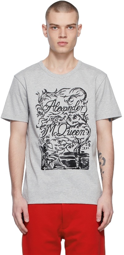 Photo: Alexander McQueen Grey Embroidered T-Shirt
