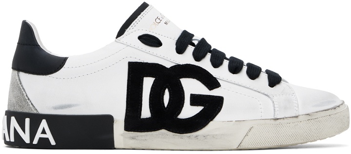 Photo: Dolce&Gabbana White Calfskin Portofino Vintage Sneakers