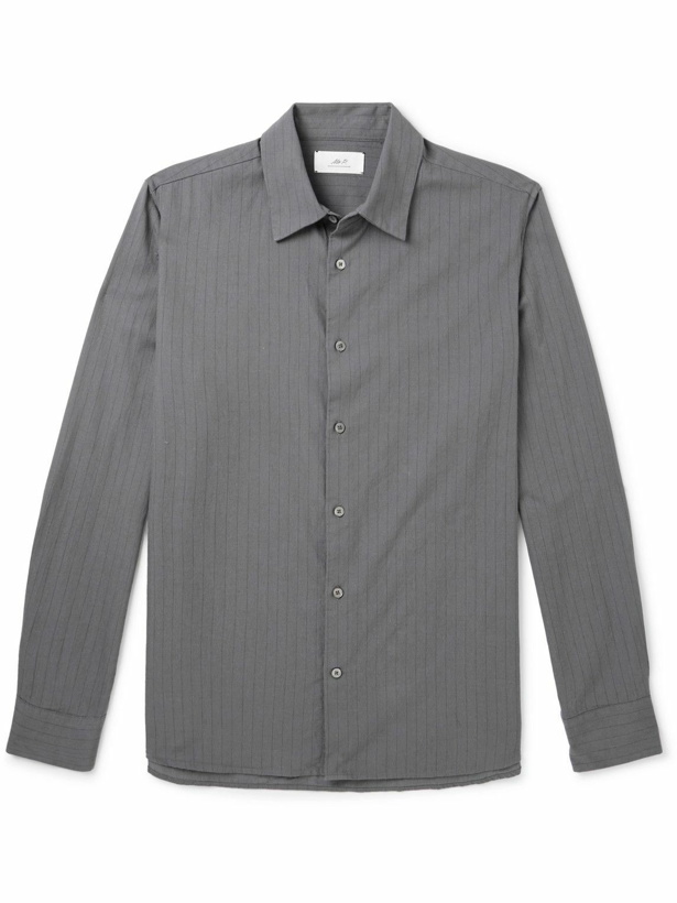 Photo: Mr P. - Pinstriped Cotton and Wool-Blend Shirt - Gray