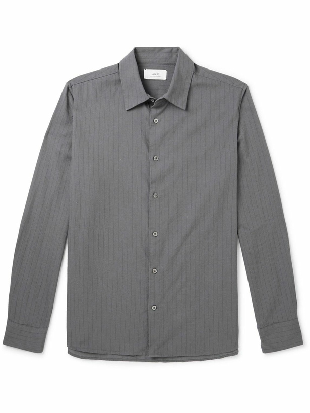 Photo: Mr P. - Pinstriped Cotton and Wool-Blend Shirt - Gray