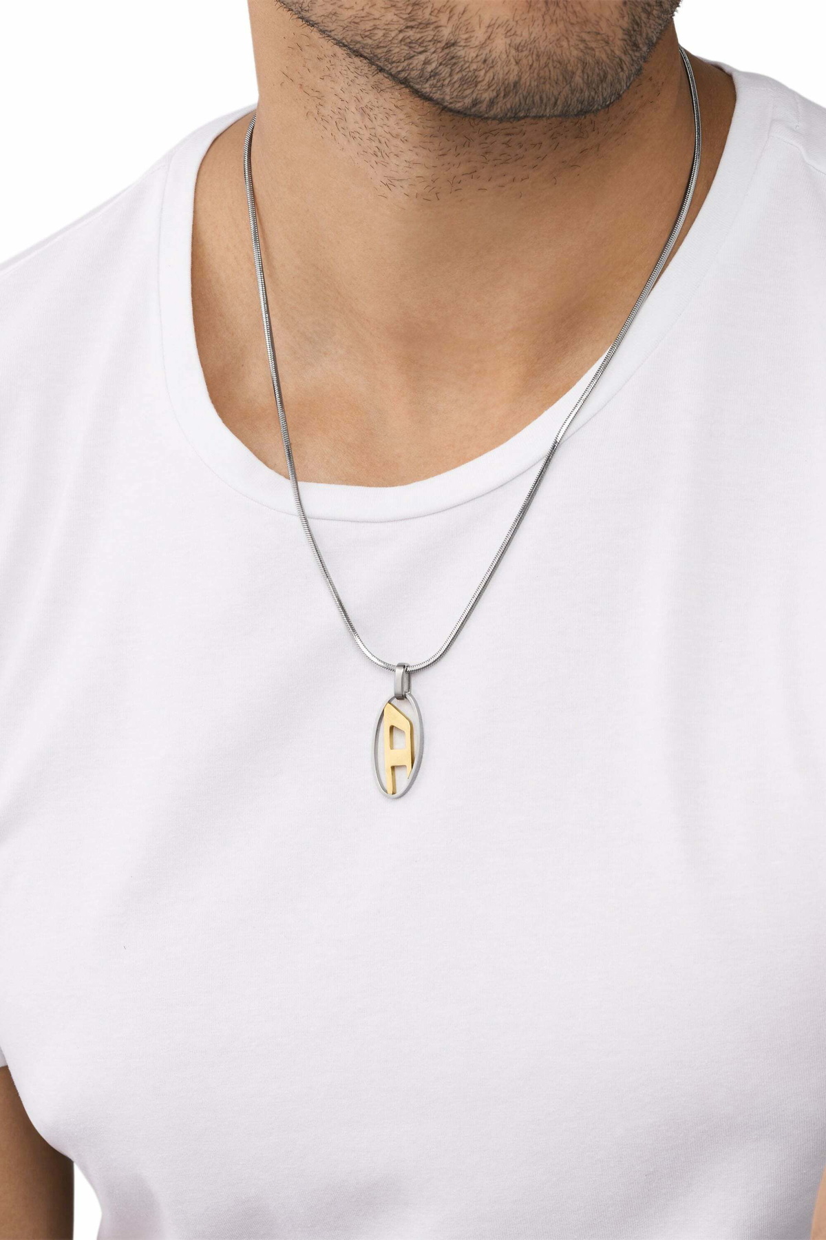 Diesel Two-Tone Stainless Steel Pendant Necklace - Necklaces - Unisex - Silver