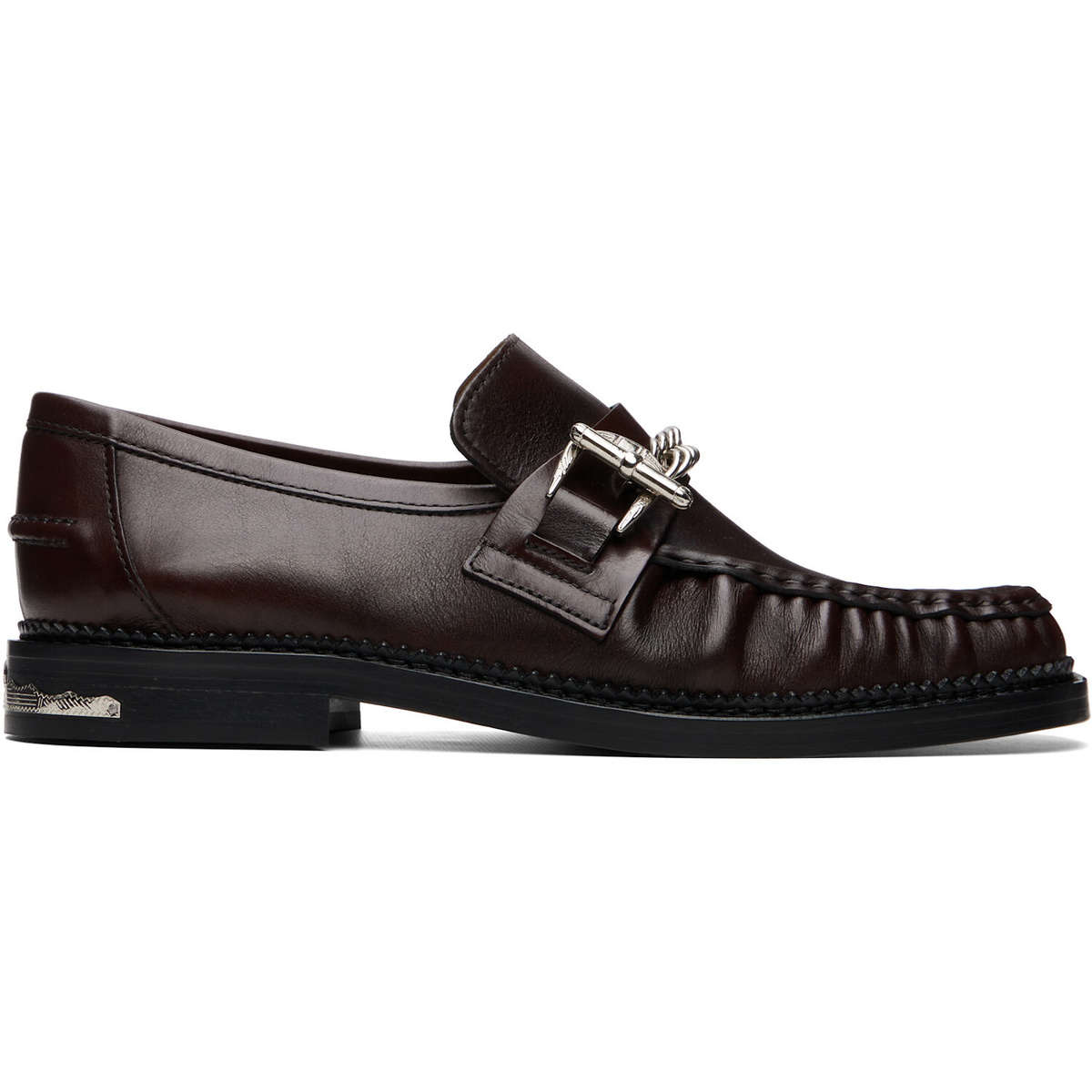 Toga Virilis Brown Embossed Leather Loafers