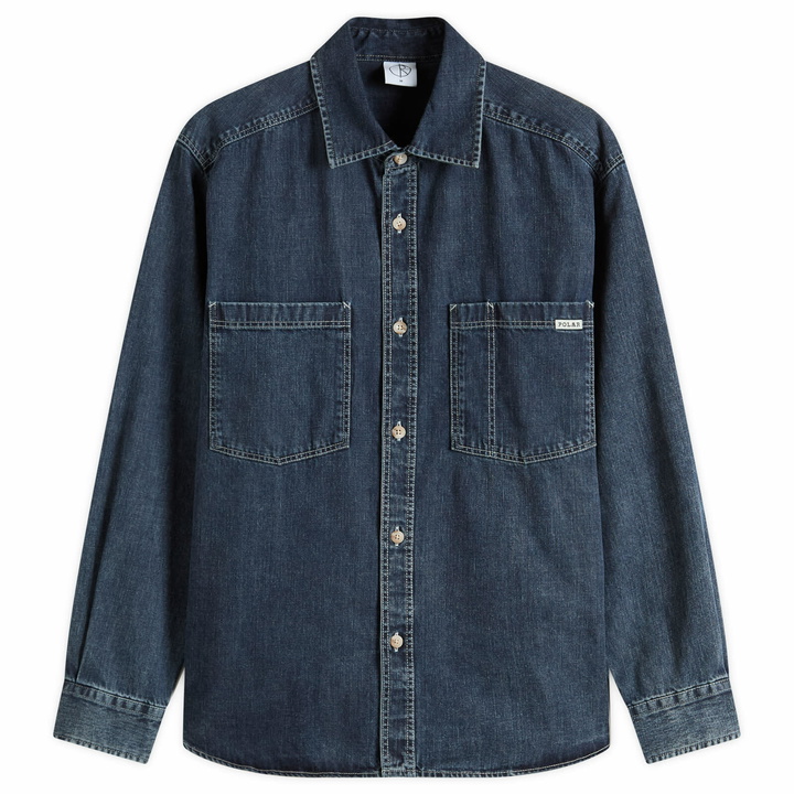 Photo: Polar Skate Co. Men's Mike Denim Shirt in Washed Blue
