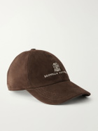 Brunello Cucinelli - Logo-Embroidered Suede Cap - Brown