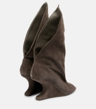 Rick Owens Cantilever suede peep-toe boots