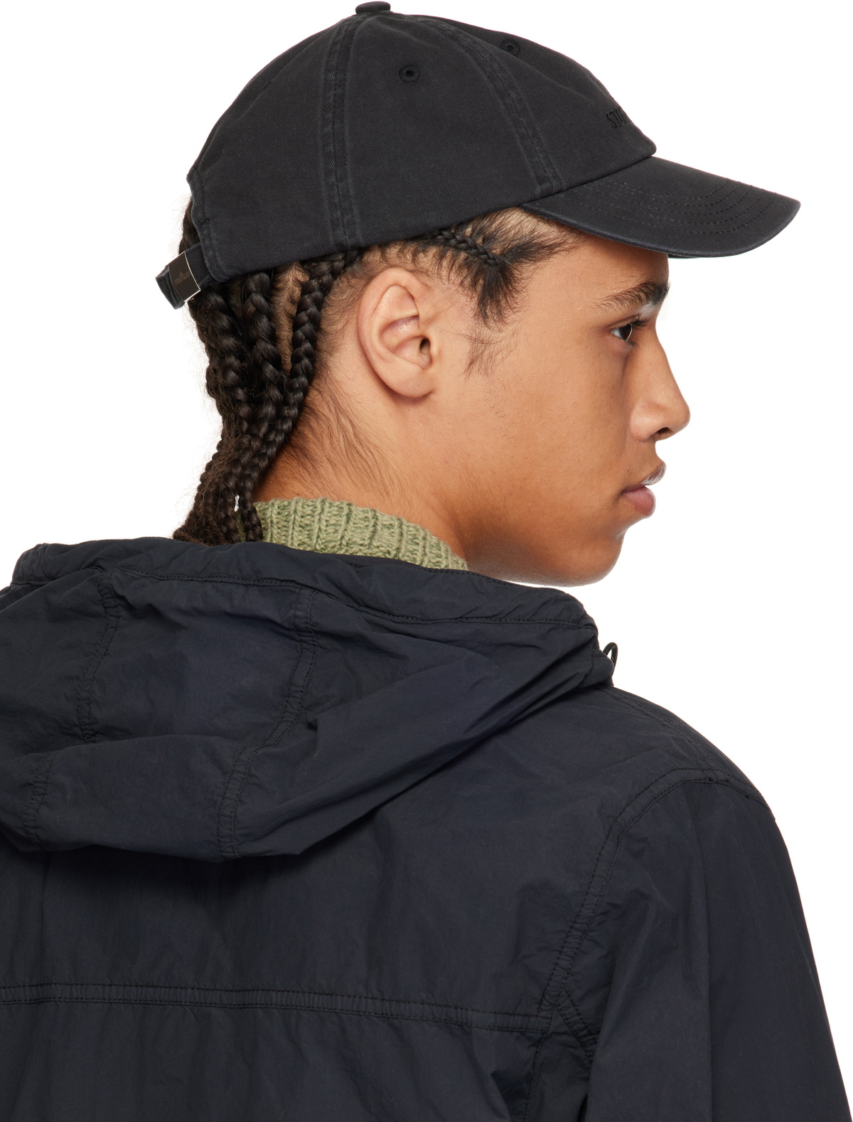 Stone Island Black Brushed Cotton Gabardine Cap Stone Island