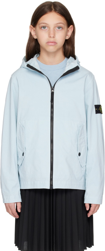 Photo: Stone Island Junior Kids Blue Stretch Cotton Jacket